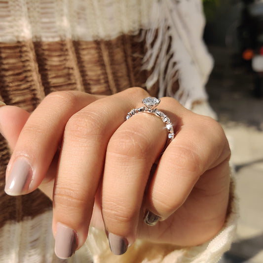 1 CT Oval Pave Moissanite Engagement Ring