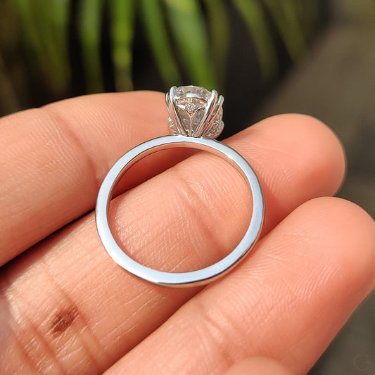 2 CT Oval Hidden Halo Moissanite Engagement Ring
