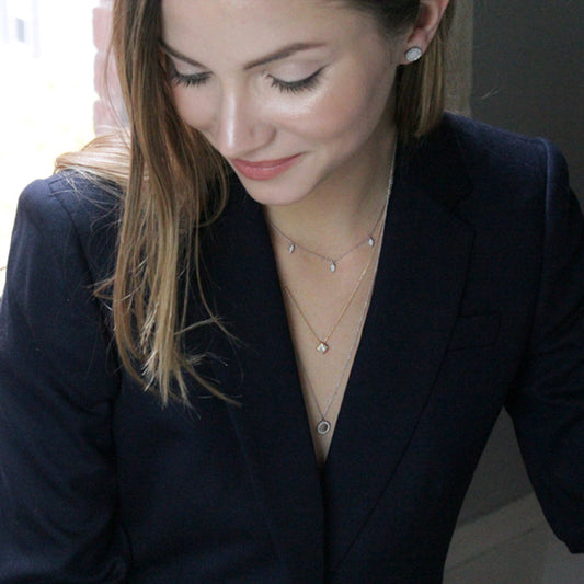 0.10 CT Round Shaped Moissanite Necklace In Multi Stone Design