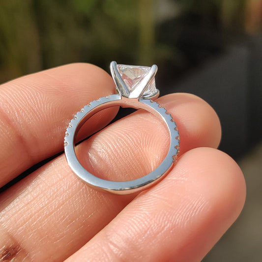 2.04 CT Princess Pave Moissanite Engagement Ring