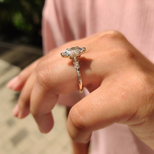 1.54 CT Marquise Pave Moissanite Engagement Ring