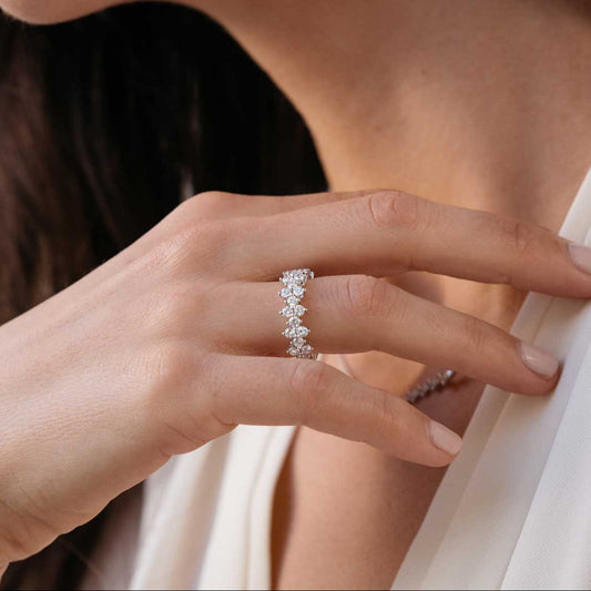 2 TCW Round Cluster Moissanite Wedding Band