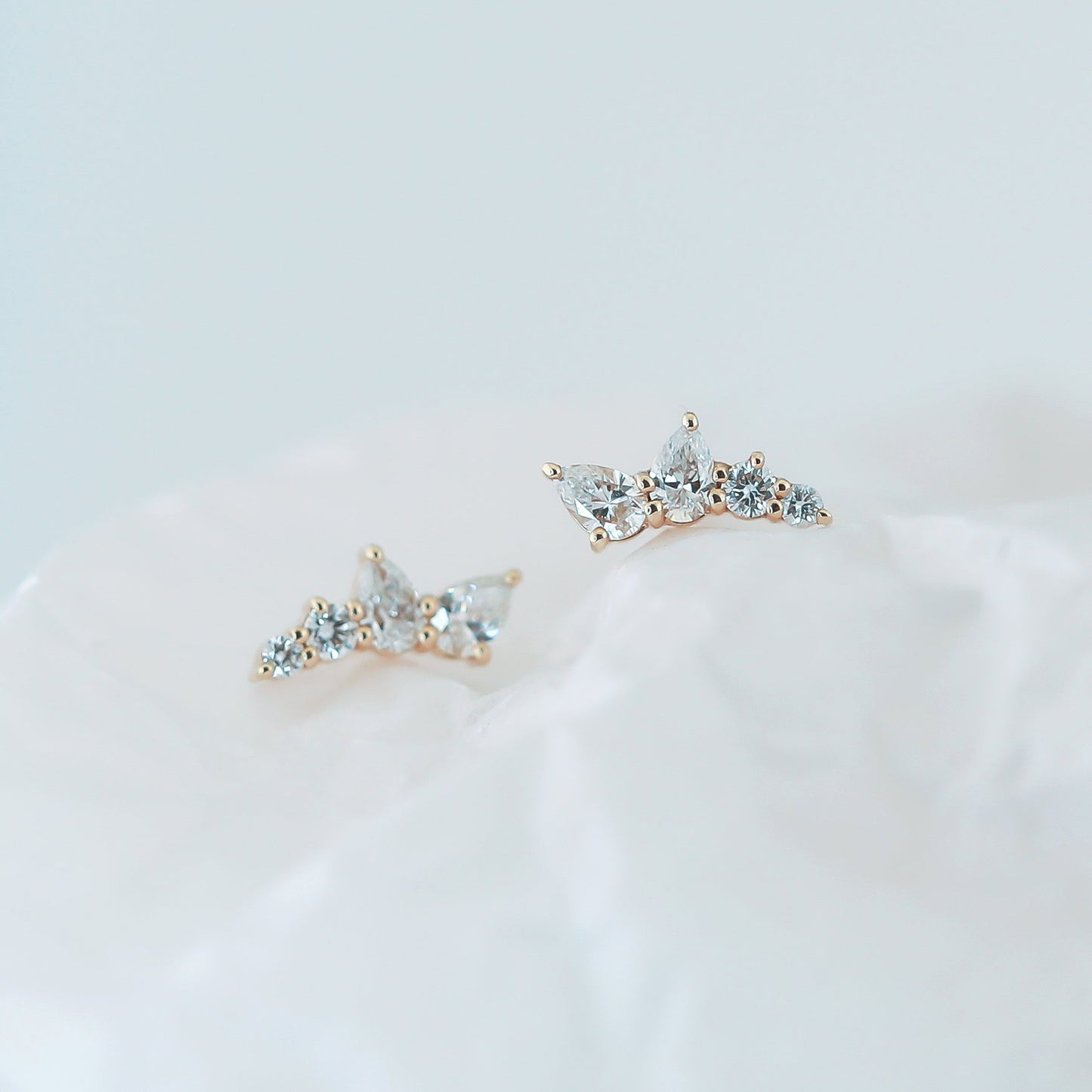 0.4 TCW Pear & Round Cut Moissanite Stud Earrings