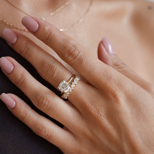 2 CT Cushion Hidden Halo Moissanite Engagement Ring