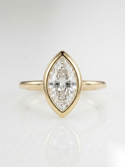 1.5 CT Marquise Solitaire Moissanite Engagement Ring