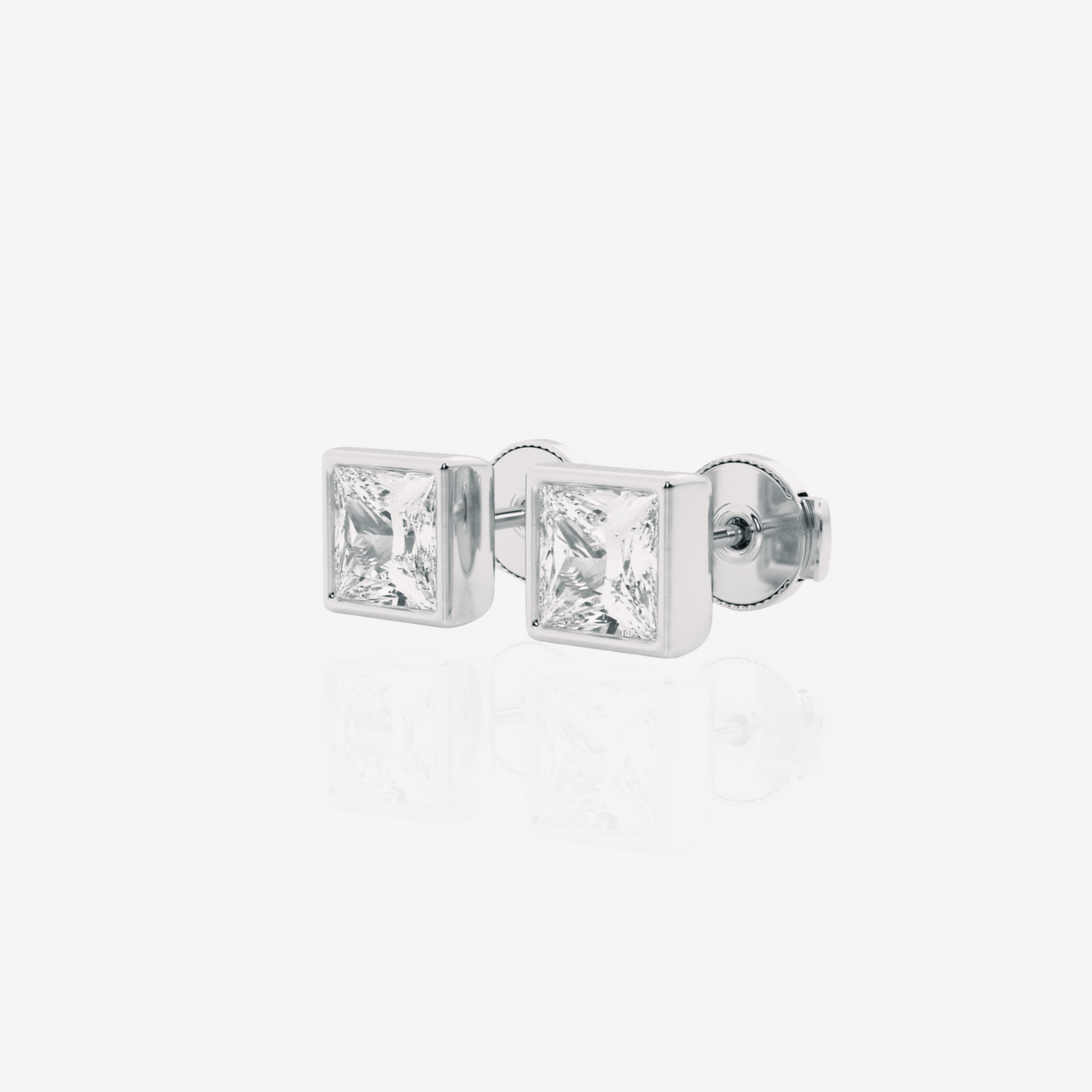 0.50 TCW Princess Cut Moissanite Bezel Setting Stud Earrings