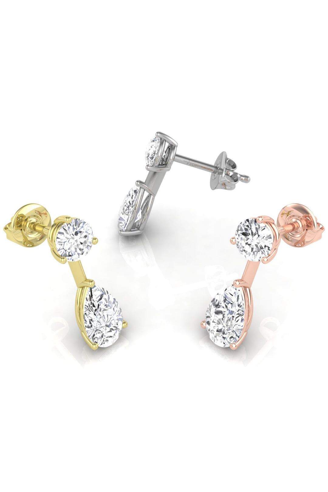 1.83 TCW Pear & Round Cut Stud Moissanite Earrings