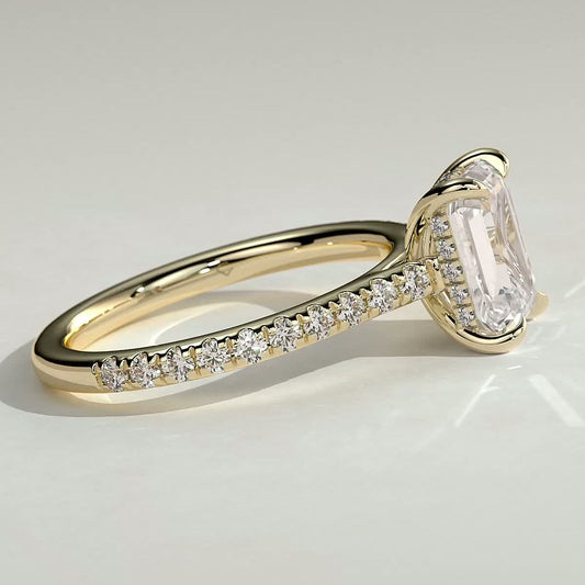 2 CT Emerald Pave Moissanite Engagement Ring