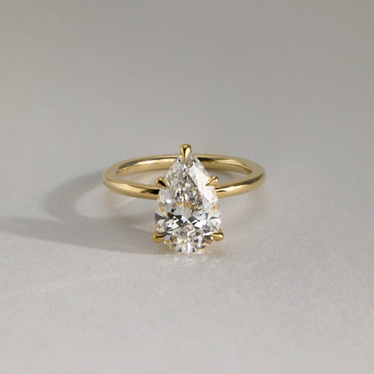 2 CT Pear Hidden Halo Moissanite Engagement Ring