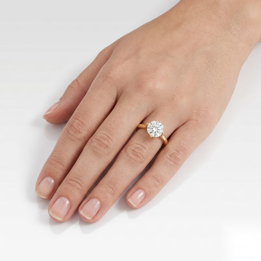 1.5 CT Round Solitaire Moissanite Engagement Ring