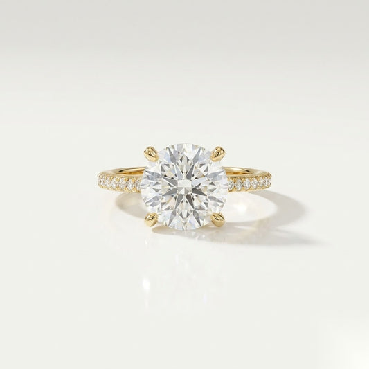 3 CT Round Pave Moissanite Engagement Ring