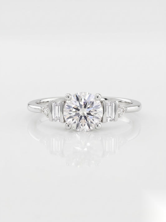 1 CT Round Dainty Pave Moissanite Engagement Ring