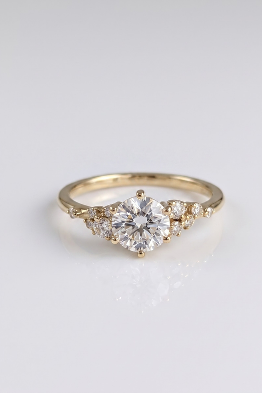 1 CT Round Cluster Moissanite Engagement Ring