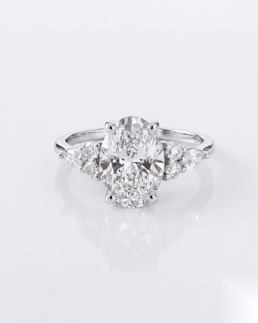 2 CT Oval Cluster Moissanite Engagement Ring