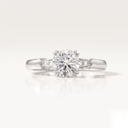 0.5 CT Round Dainty Pave Moissanite Engagement Ring