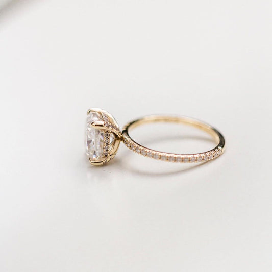 2.8 CT Cushion Hidden Halo & Pave Moissanite Engagement Ring
