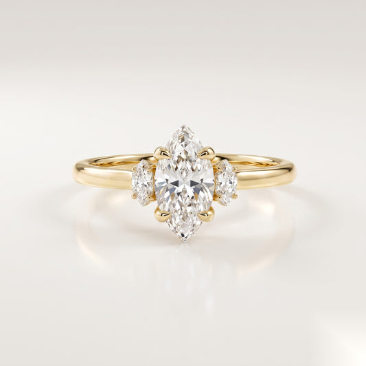 1 CT Marquise Three Stone Moissanite Engagement Ring