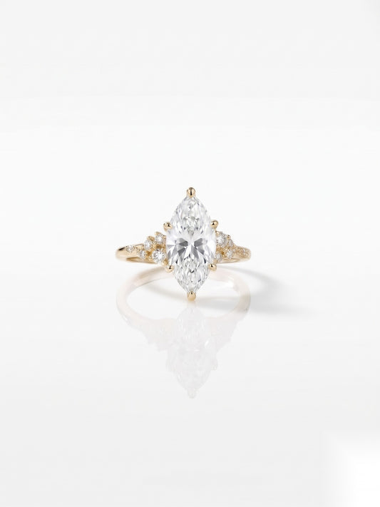 2 CT Marquise Cluster Moissanite Engagement Ring