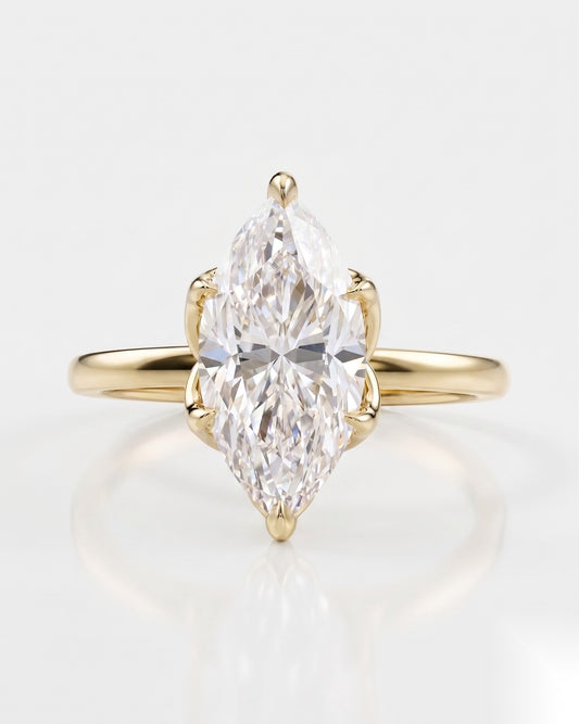 1.5 CT Marquise Solitaire Moissanite Engagement Ring
