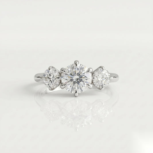1 CT Round Three Stone Moissanite Engagement Ring