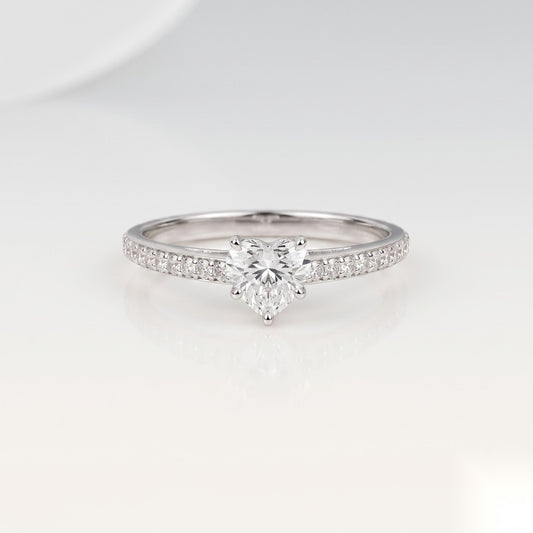 0.75 CT Heart Pave Moissanite Engagement Ring