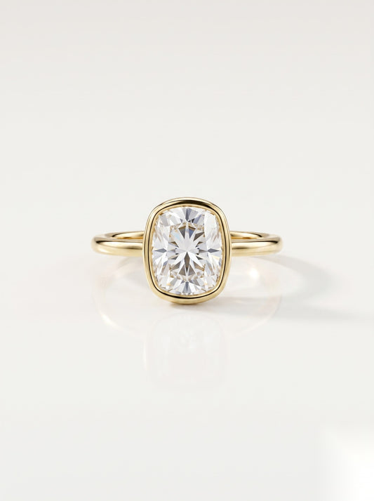2 CT Elongated Cushion Solitaire Moissanite Engagement Ring