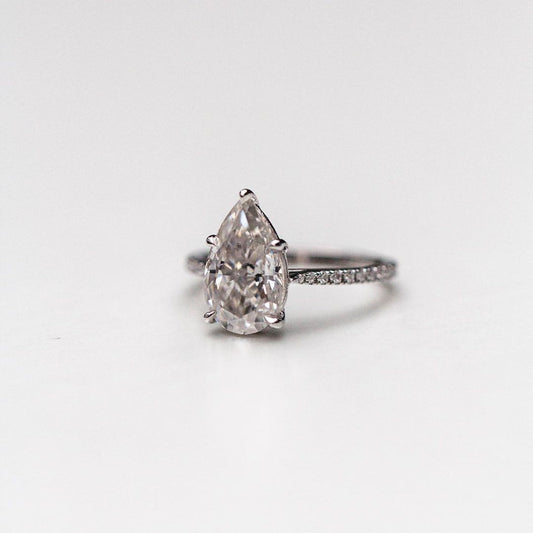 4.1 CT Pear Pave Moissanite Engagement Ring