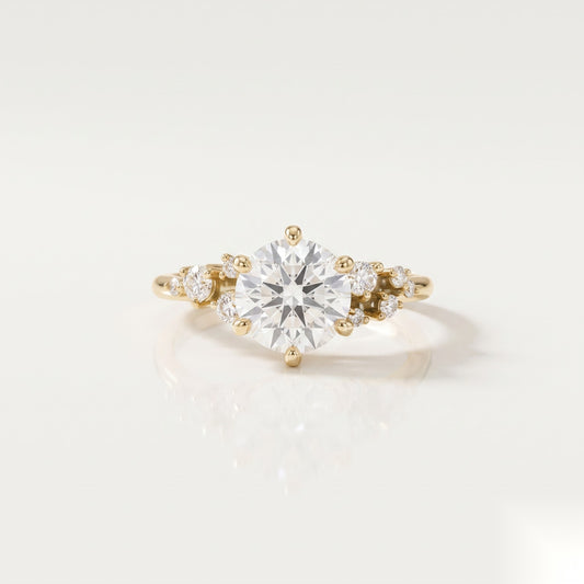 1.5 CT Round Cluster Moissanite Engagement Ring