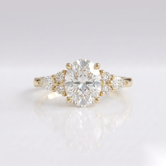 1 CT Oval Cluster Moissanite Engagement Ring