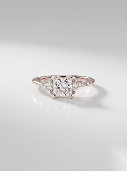 0.5 CT Princess Three Stone Moissanite Engagement Ring