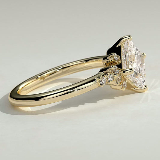 2 CT Princess Cluster Moissanite Engagement Ring