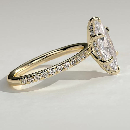 2 CT Marquise Pave Moissanite Engagement Ring