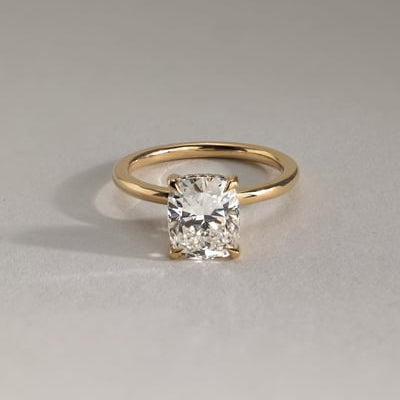 2 CT Elongated Cushion Hidden Halo Moissanite Engagement Ring