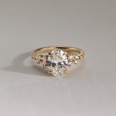2 CT Oval Cluster Moissanite Engagement Ring