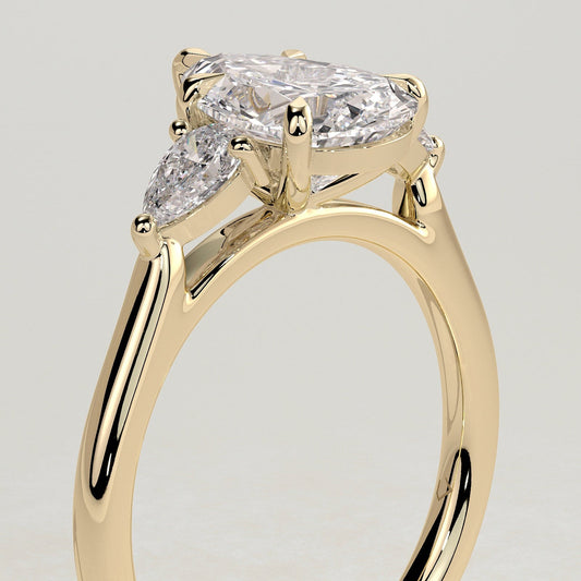 2 CT Pear Trilogy Three Stone Moissanite Engagement Ring