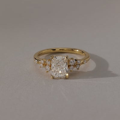 2 CT Elongated Cushion Cluster Moissanite Engagement Ring