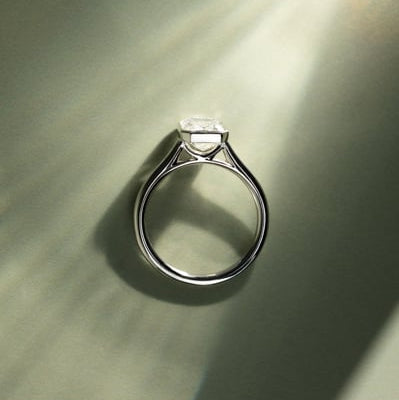 2 CT Emerald Bezel Solitaire Moissanite Engagement Ring