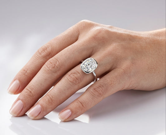 1.5 CT Cushion Hidden Halo Moissanite Engagement Ring