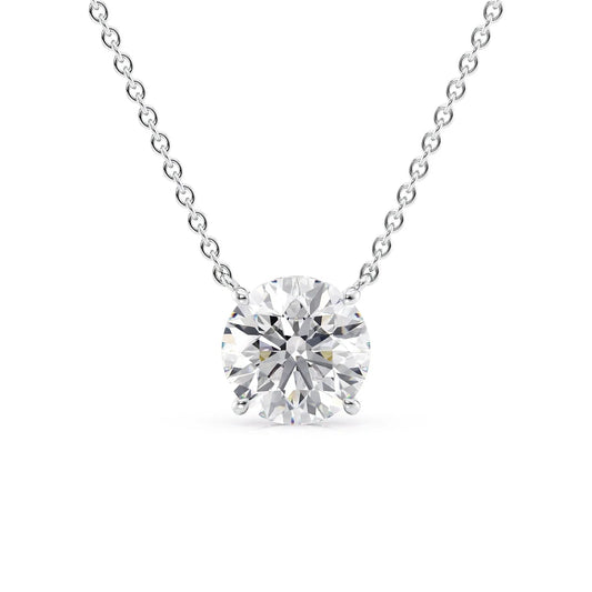 2 CT Round Shaped Moissanite Necklace In Hidden Halo Design