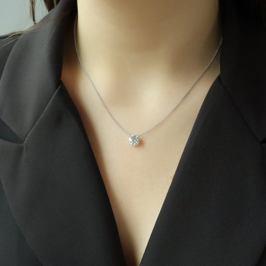 2 CT Round Shaped Moissanite Necklace In Solitaire Design