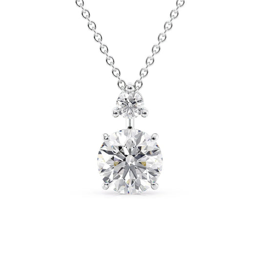2 CT Round Shaped Moissanite Necklace In Two Stone Design