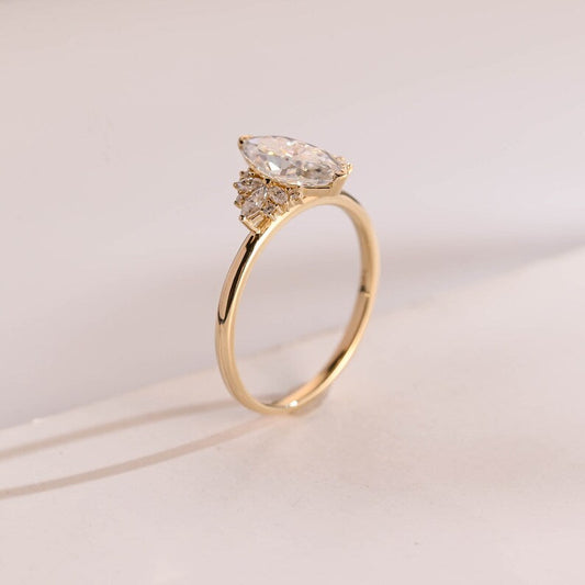 2.0 CT Marquise Cluster Moissanite Engagement Ring