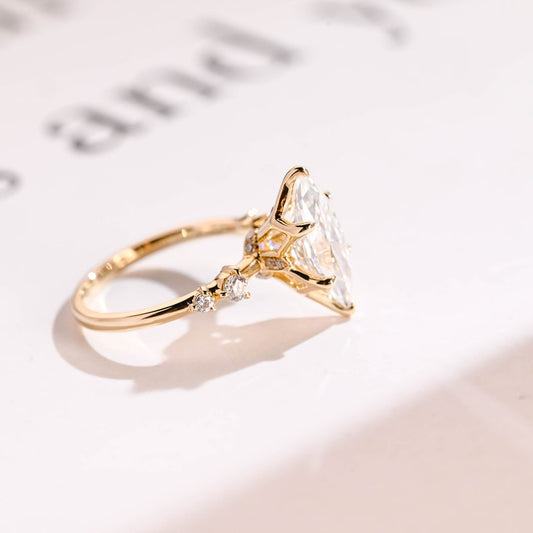 2.0 CT Marquise Pave Moissanite Engagement Ring