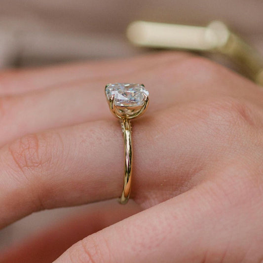 2.8 CT Cushion Hidden Halo Moissanite Engagement Ring