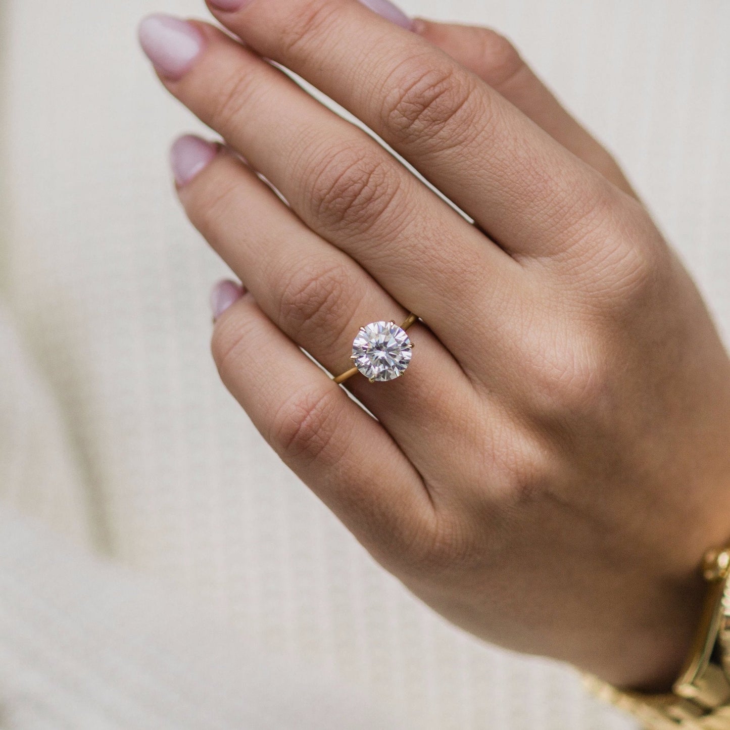 3 CT Round Solitaire Moissanite Engagement Ring