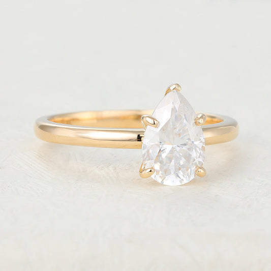 1.5 CT Pear Solitaire Moissanite Engagement Ring