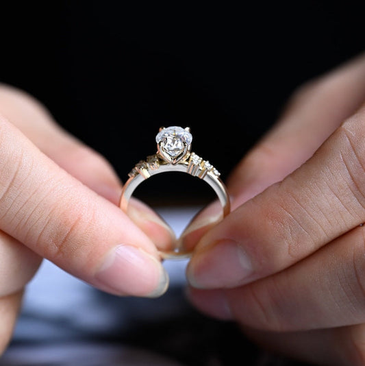 2.0 CT Oval Cluster Moissanite Engagement Ring