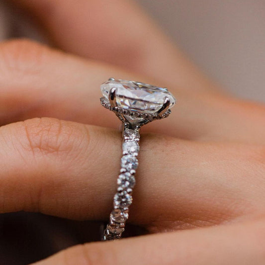 5.1 CT Oval Pave Moissanite Engagement Ring