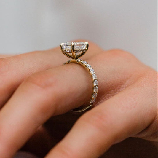 3.5 CT Oval Hidden Halo & Pave Moissanite Engagement Ring