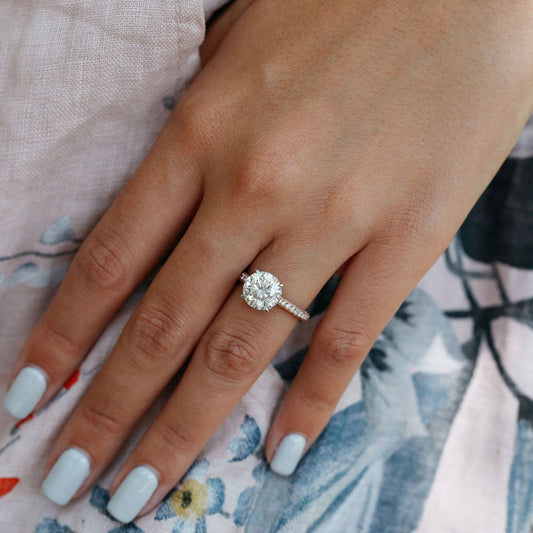 3.08 CT Round Pave Moissanite Engagement Ring